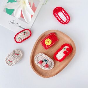 Kids Cute Handmade Crochet Knitting Wool Cherry Hairpin Hair Accessories