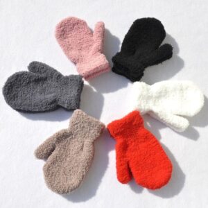 Kids Girls Boy Fashion Winter Outdoor Warm Knitted Gloves Plus Fleece Thick Bag Small Gloves