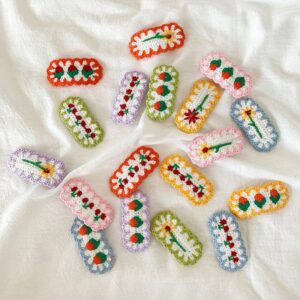 Kids Cute Knitted Yarn Cherry Floral Hair Clip