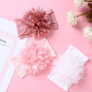 Baby Simple Solid Color Multi-layer Fake Flower Design Wide Side Elastic Headband
