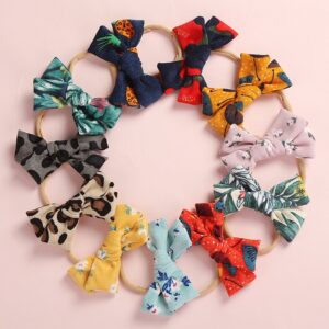 Baby Cute All Over Print Bow Corduroy Elastic Headband