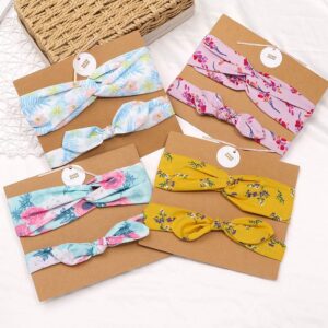 Parent-child Pastoral Floral All Over Print Knotted Rabbit Ear Design Elastic Headband