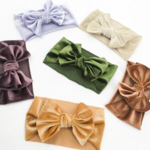 Baby Simple Solid Color Double Bow Elastic Headband