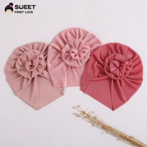 Baby Basic Solid Color Rose Flower Ice Silk Cap