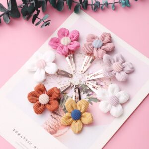 Kids Girls Cute Flower Corduroy Hair Accessory Hair Clip