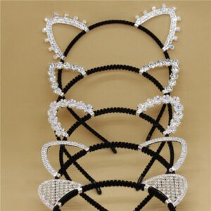 Kids Girls Cute Cat Ears Design Rhinestone Hair Hoop