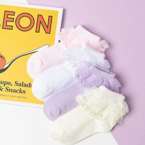 Girls Sweet Lace Design Solid Color Socks