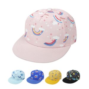 Kids Cute Cartoon Animal Rainbow Flat Brim Baseball Cap