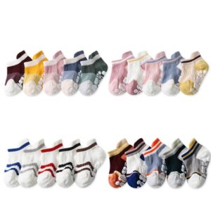 5pairs/set Kids Basic Simple Striped Non-slip Design Socks