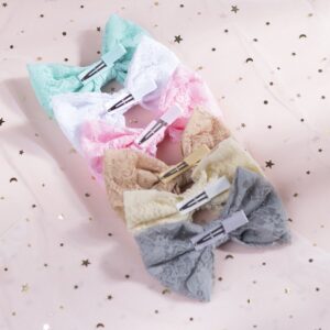 Girls Sweet Solid Color Lace Bow Hairpin