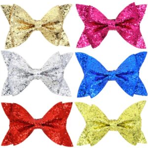 Kids Simple Big Bow Sequin Hairpin