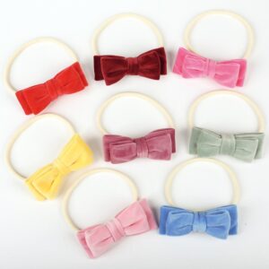 Baby Solid Color Velvet Double Bowknot Rope Headband