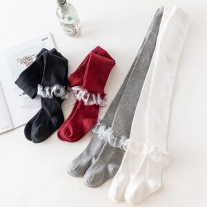 Baby Girls Cute Solid Color Lace Pantyhose