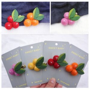 10pcs/set Girls Cute Little Orange Wool Pompon Hairpin