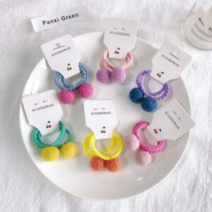 2pcs/set Girls Cute Pompon Design Hair Band
