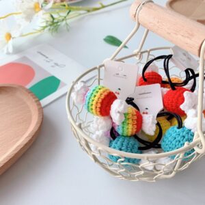 2pcs/set Girls Sweet Rainbow Candy Color Knitted Wool Hair Rope