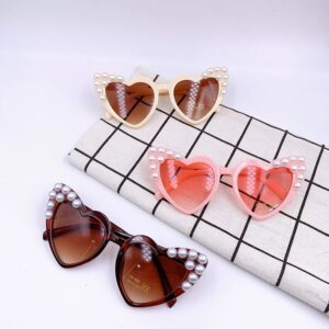 Kids Pearl Decorate Heart Frame Sunglasses
