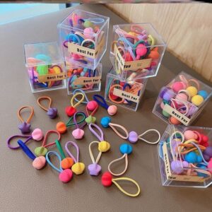 10pcs/box Girls Color Blocking High Elastic Hair Rope