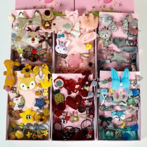 24pcs/set Girls Cartoon Princess Hairpin Hair Ring Gift Box Set Hair Accessories