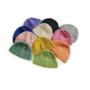 Kids Casual Solid Color Dome Flanging Knitted Hat