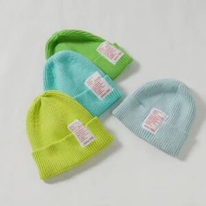 Kids Simple Casual Candy Color Cloth Label Design Knitted Hat