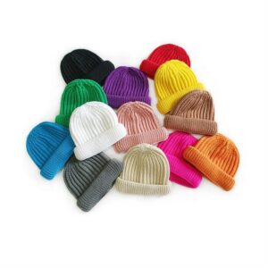 Kids Casual Solid Color Flanging Thickening Hat