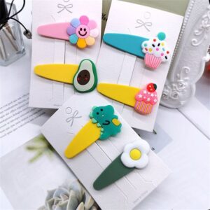 2pcs/set Girls Cute Fruit Cartoon Pattern Hair Clip