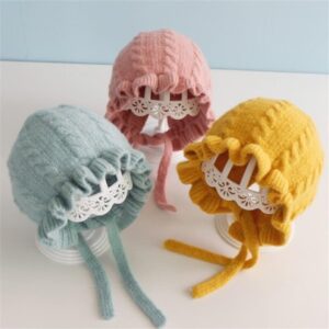 Baby Flower Edge Design Warm Knitted Hat