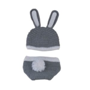 Kids Cute Long Ears Decorated Knitted Hat And Shorts