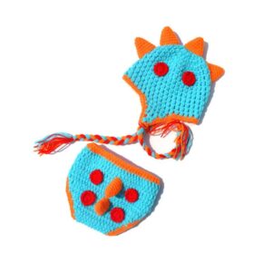 Kids Creative Dinosaur Shape Knitted Hat And Shorts Set