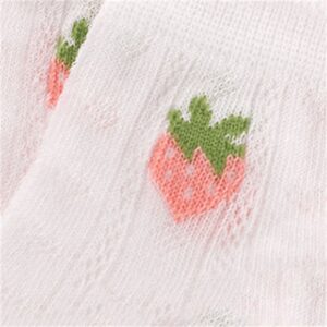 5pairs/set Girls Strawberry Pattern Breathable Socks