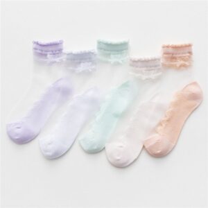 Girls Simple Transparent Lace Breathable Socks Set