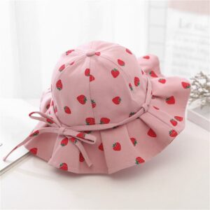 Girls Elegant Fruit Pattern Big Brim Sun Hat