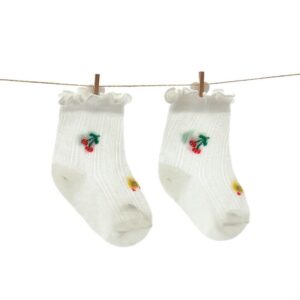 Girls Flower And Fruit Pattern Breathable Socks