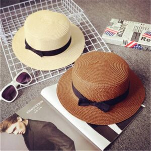 Kids Simple Solid Color Bow Decoration Sun Hat