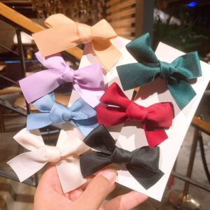 Girls Simple Solid Color Bowknot Decor Hair Accessories