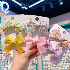 Girls Small Floral Bow Hair Clip