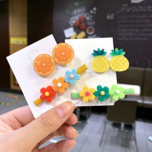 2pcs/set Girls Colorful Fruit Floret Decor Hair Clip