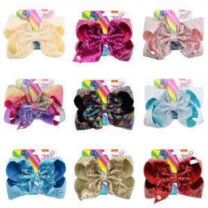 Fashion Girl Shine Sequin Design Big Bowknot Jojo Hairclip