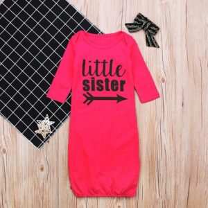 Newborn Girl Letter Print Long Sleeves Rose Sleep Bag And Headband Set