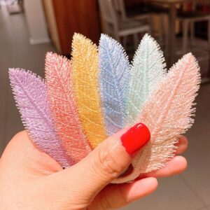 Kids Shiny Leaves Shaped Fabric BB Clip