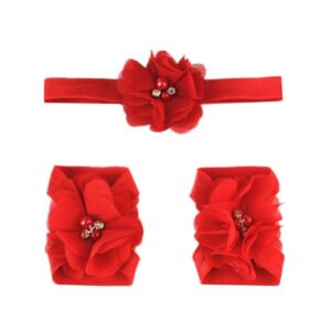 Wholsale Baby Girl Flower Patern Headband And Shoes Set