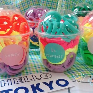 80pcs/set Ice Cream Package Design Elastic Towel Ring Head Rope