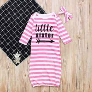 2 Pcs Baby Girl Boy Stripes Print Sleep Bag And Headband Set