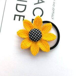 Kids Knitted Sunflower Decor Elastic Hair Band Hair Clip