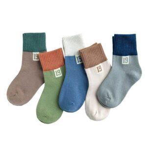 5 Pairs/Set Baby Newborn Kid 0-12Y Number Print Color Blocking Socks