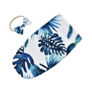 2 Pcs Newborn Print Soft Swaddle Sack With Bow Headband