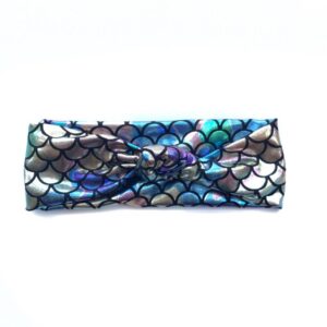 Hot Selling Baby Girls Fish Scale Fabric Knot Birthday Party Elastic Wide Headbands