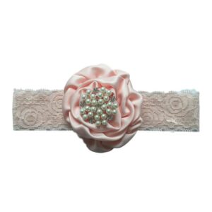 Factory Direct Sale Baby Girls Hair Accessories Lace Solid Color Beading Flowers Elastic Headbands