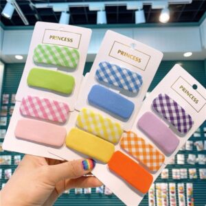 2pcs Plaid Print Square Kids BB Hair Clip